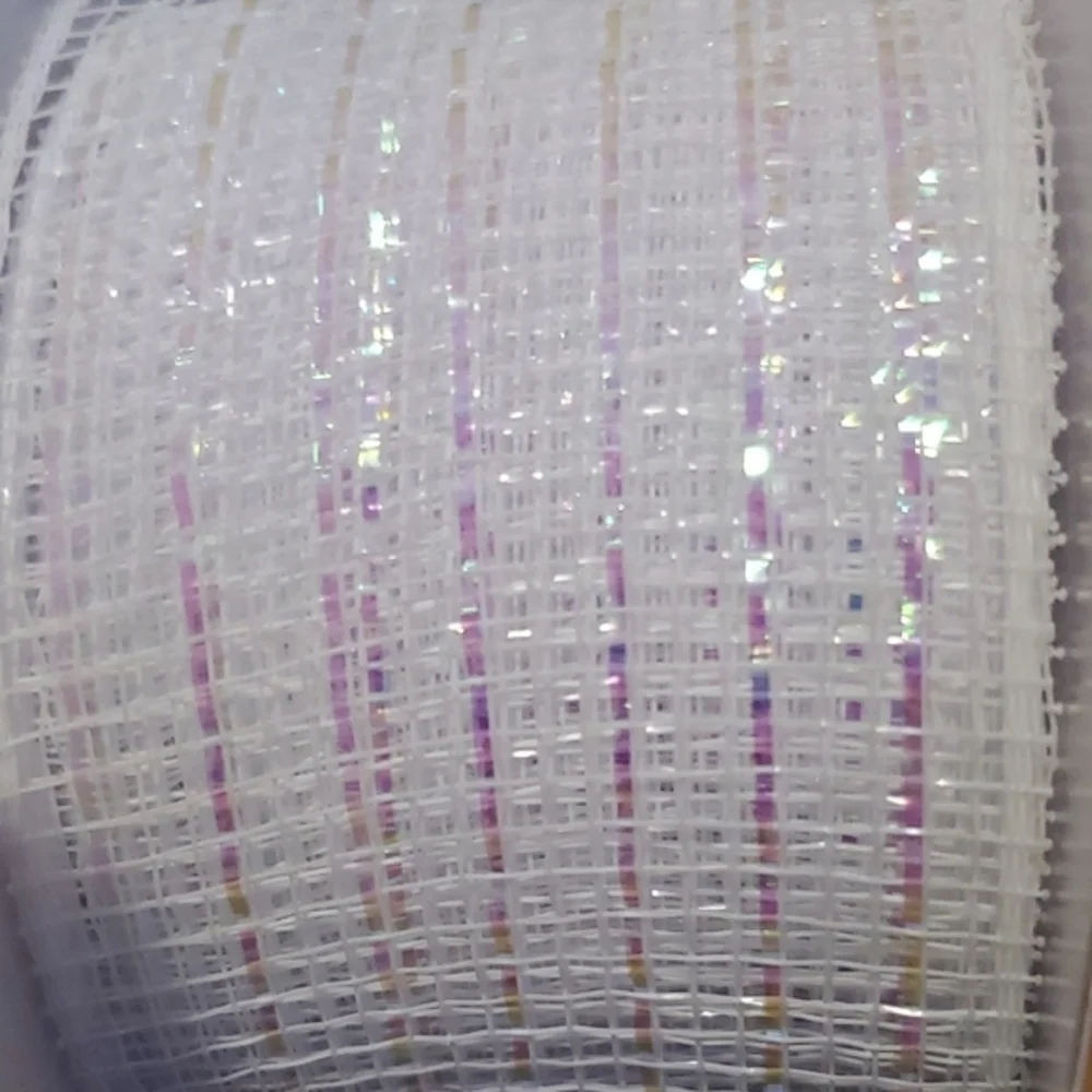🐻 Elegant White Iridescent Mesh Ribbon for Parties